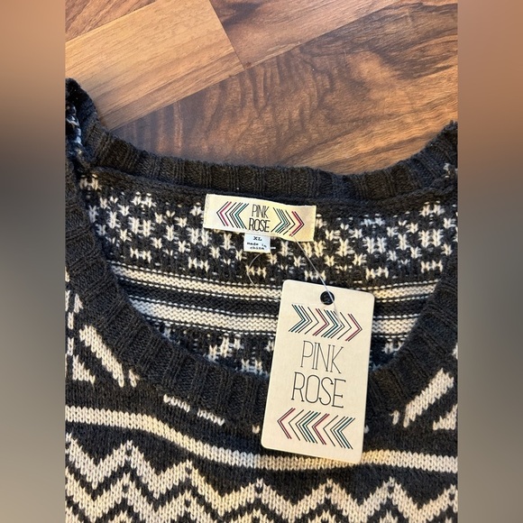 Pink Rose Black and Cream Geometric Patterned Dress - Picture 2 of 4